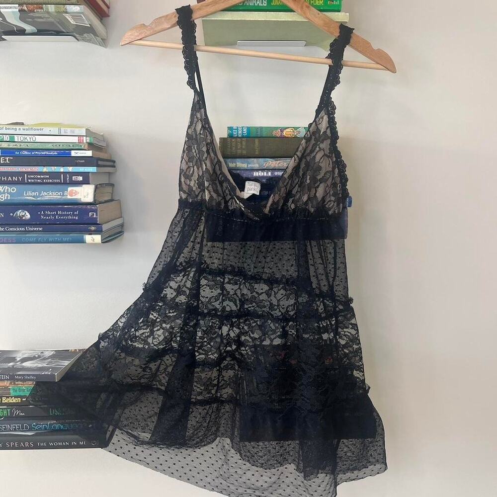 Vintage Hanky Panky Black Lace Teddy Size M